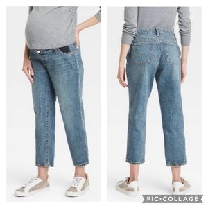 Isabel Maternity vintage straight jeans, side panel, crop/ankle length
